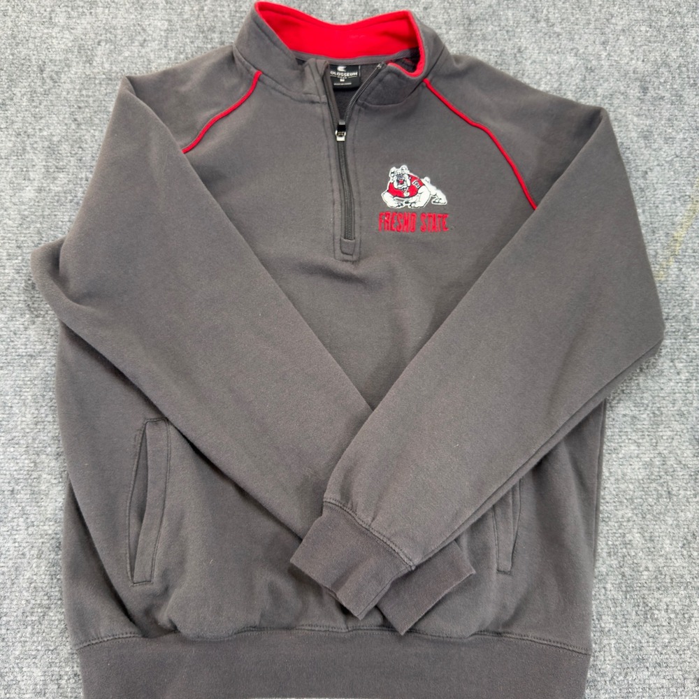 Fresno State Bulldogs Quarter Zip Sweatshirt Gray Size M